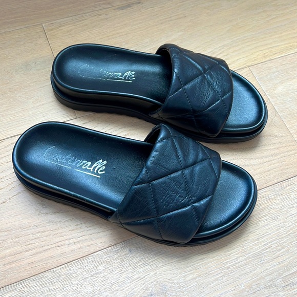 Nice black leather summer sandals size7 - Picture 1 of 6